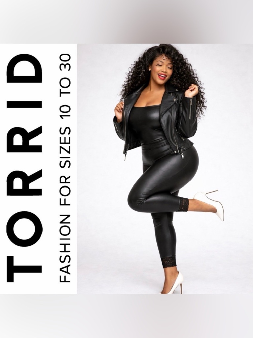 Torrid Retro Black Vegan Leather Full Length Lace Trim Leggings, 1x, NWT!